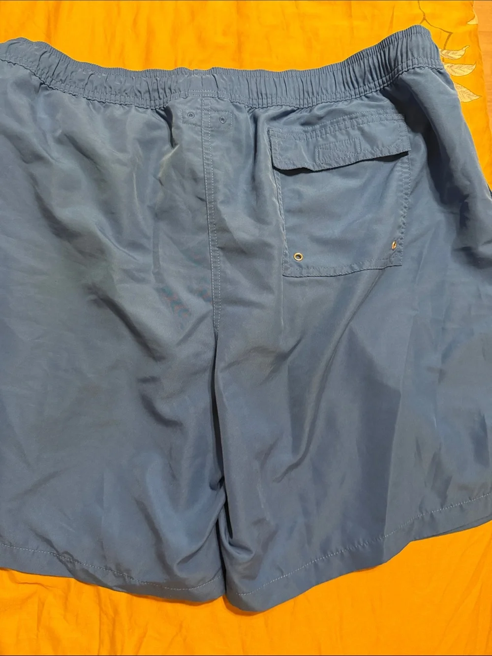 Brooks Brothers Classic Blue Swim Shorts with Yellow Drawstring